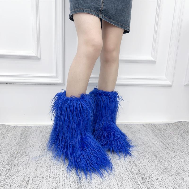 IPPEUM Зимние меховые сапоги 2025 Сапоги до колена для женщин Сапоги выше колена Плюшевые длинные сапоги