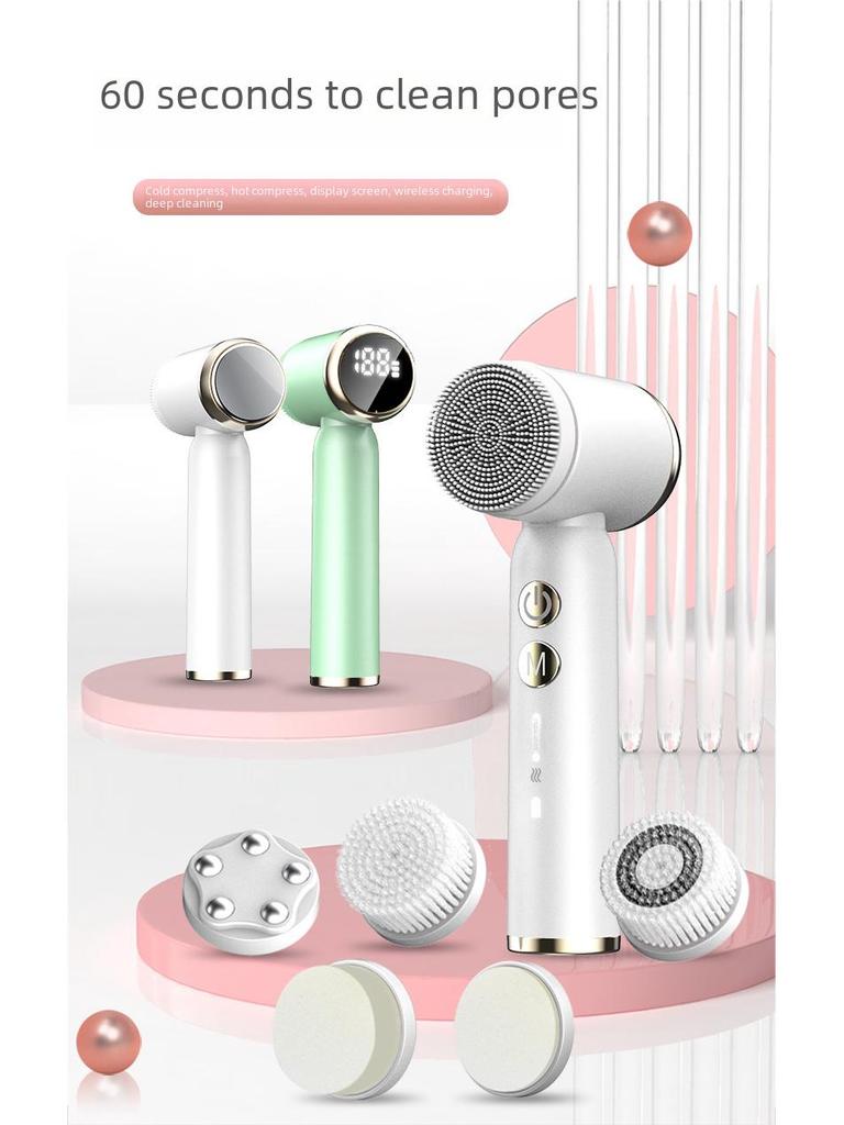 Силиконовая электрическая щетка для очищения лица - очиститель косметических инструментов.