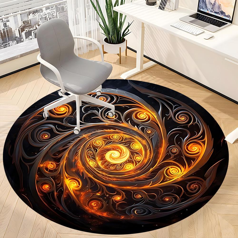 1pc Flame Swirl Design Chair Carpet for Office, , Non-slip carpet, Very suitable for offices, farmhouses,Outdoor carpet yy251120021