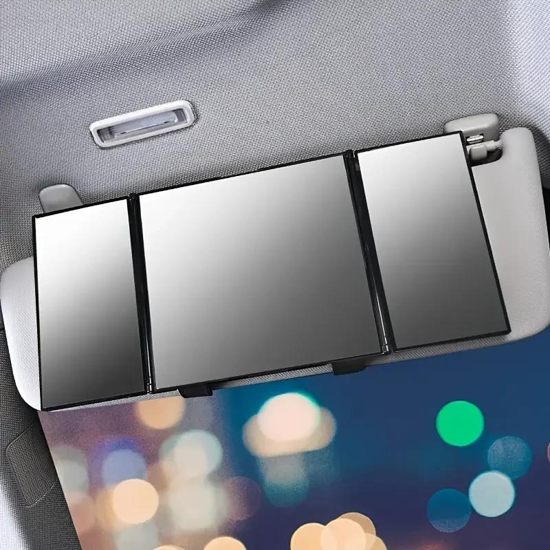 Rhinestone Crystal Car Rear View Mirror Makeup and Magnification Three-mirror Sun Visor Decor Cosmetic Mirror Auto Accessories Interior Mirrors6