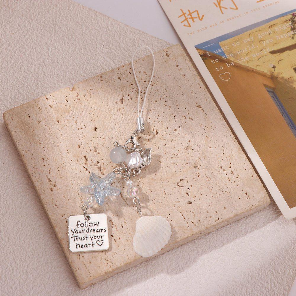 Starfish Bead Charm Keychain Acrylic Inspirational Quote Backpack Pendant Planner Decoration