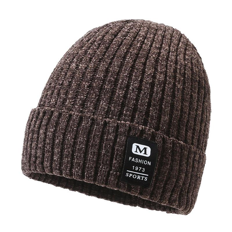 Letter M Printing Knitted Winter Beanie Hat Lightweight Warm Cap Fashion Gift