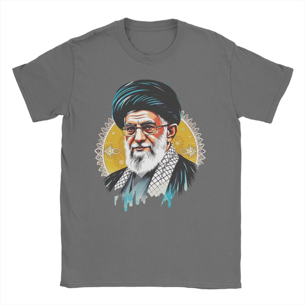 Ali KKhamenei  TShirt Beach  Harajuku T Shirts Mens 100 Cotton O Neck Oversized Top Tees Short Sleeve Y2K Retro Tshirt