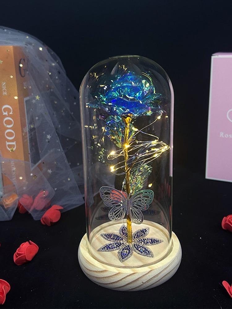 Mother's Day Gifts Birthday Gifts Galaxy Acrylic Rose Crystal Flower Gift Light Up Rose In Glass Dome Artificial Rose Ideas Gift for Mom Sister