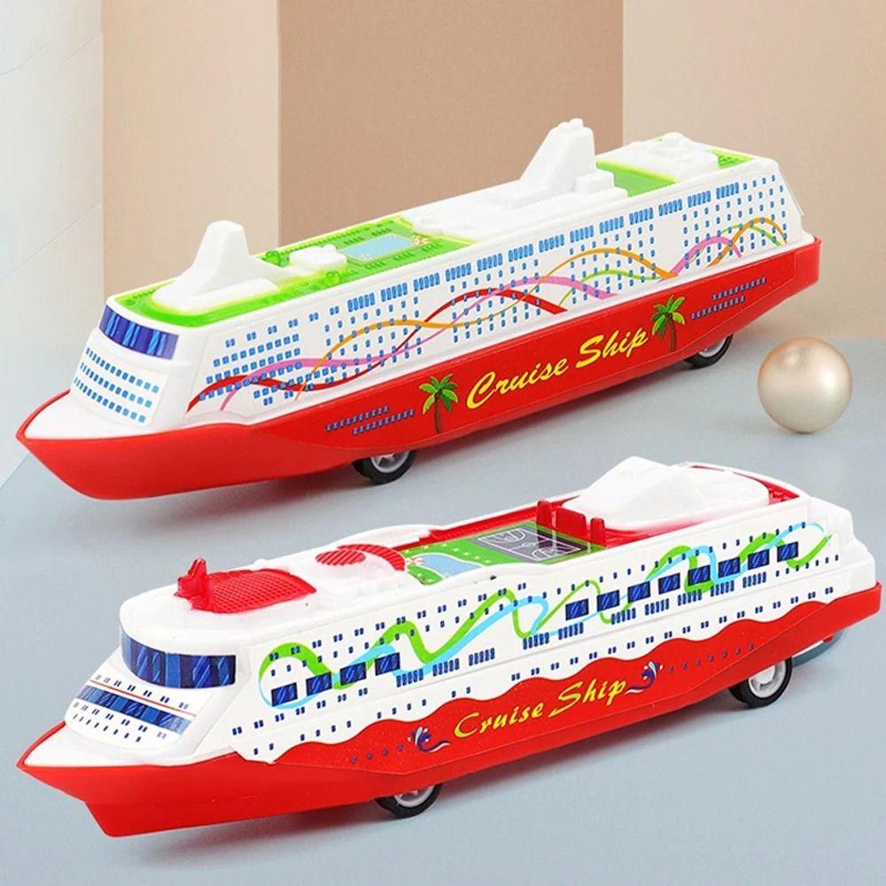 Model Toy Cruise Boat Model Simulation Pull Back Ship Novelty Sliding Steamship  Boys Toys