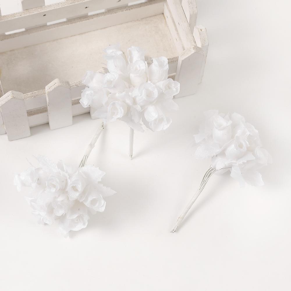 12 шт./лот Мини Искусственные Розы Букет Шелковые Искусственные Цветы Для Домашнего Декора Свадебного Украшения Крафт Венок Подарочные Аксессуары