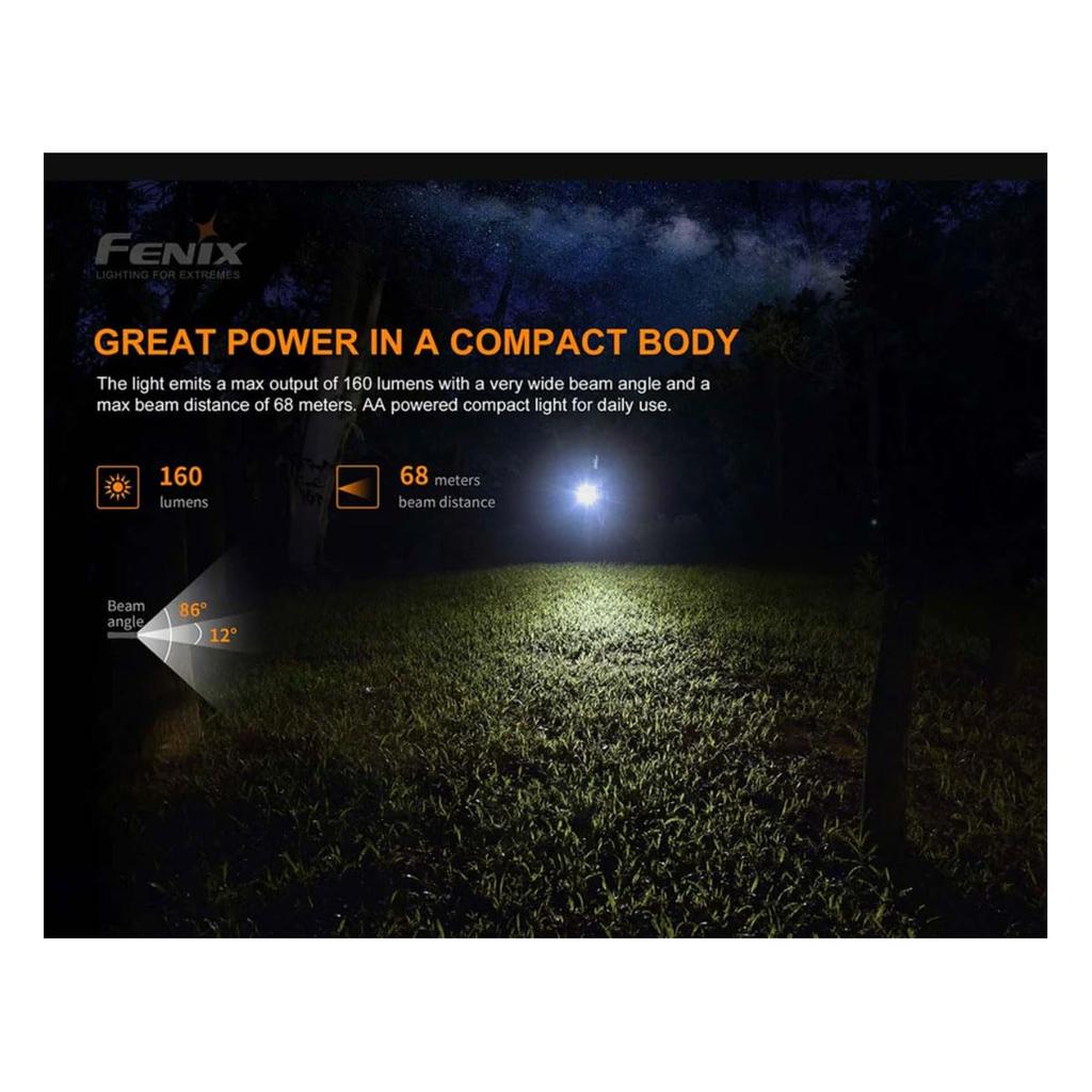 FENIX Light Black 77mm Portable EDC Flashlight CA18 LED Maximum Brightness 160 Lumens E12 V2.0