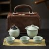 Ceramic Tea Set Travel Set Portable Ru Kiln Cover Bowl Teapot Tea Can Business Event Gift