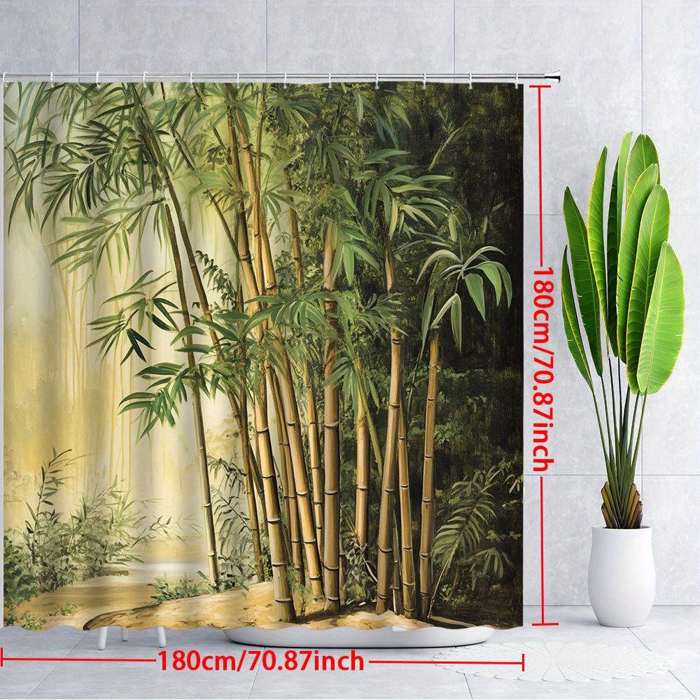 bamboo forest shower curtain polyester tropical zen tall bamboo misty light with 12 hooks for bathroom decor easy to care for