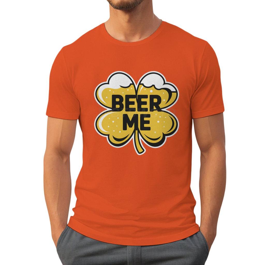 St. Paddy's Beer Me Clover Tee Festive St. Patrick's Day Drinking T-shirts for Men Irish Shirt Lucky Clover Men's Clothing