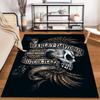 Skull and Eagle Harley Davidson Motorcycle Logo Black Rug Decor Suitable for use as an anti-slip for living room bedroom sofas