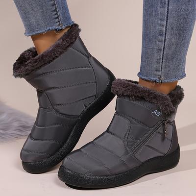 Женские модные однотонные зимние ботинки, повседневные водонепроницаемые ботинки с толстой подошвой и боковой молнией, зимние теплые ботинки