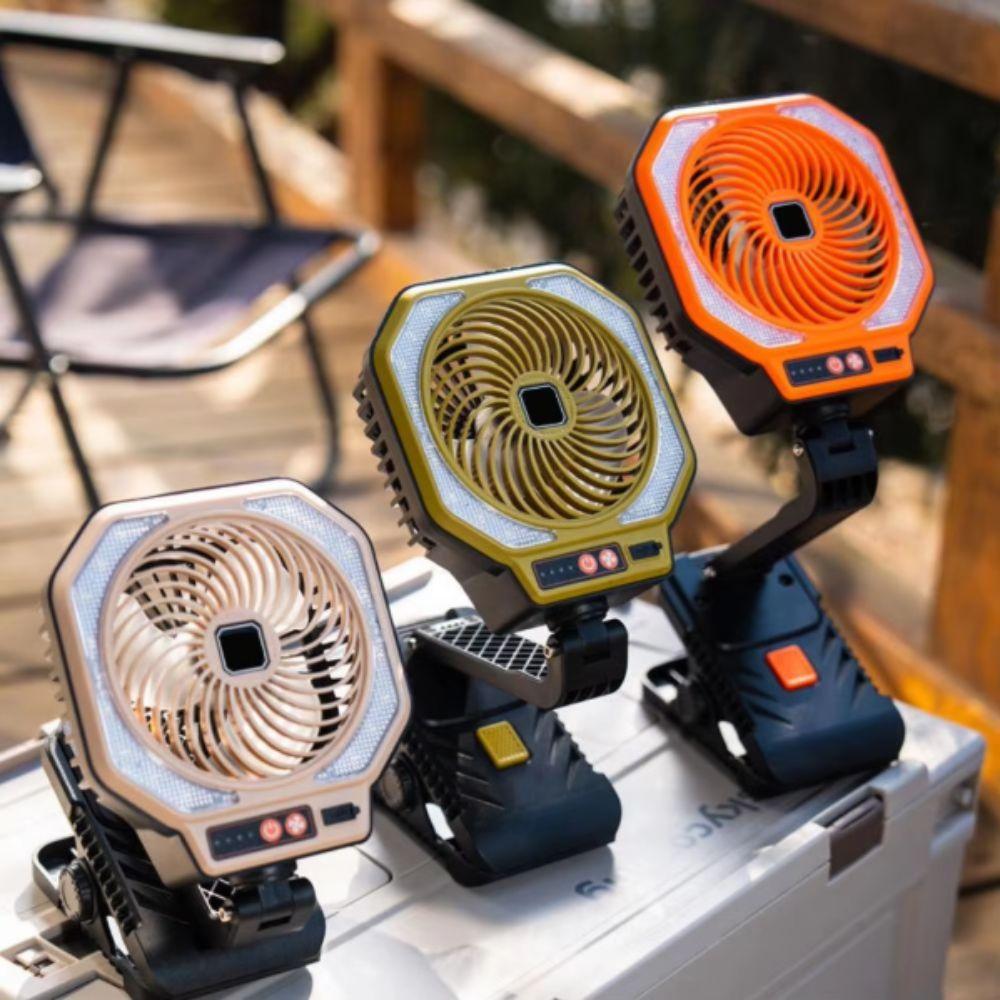 Foldable Design Camping Fan 3-Speed Adjustable Rechargeable Fan Lamp Outdoor Activity