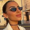 Fashion Metal Small Cat Eye Sunglasses Women Ins Popular Punk Sun Glasses Female Shades Clear Ocean Lens Hip Hop Eyewear
