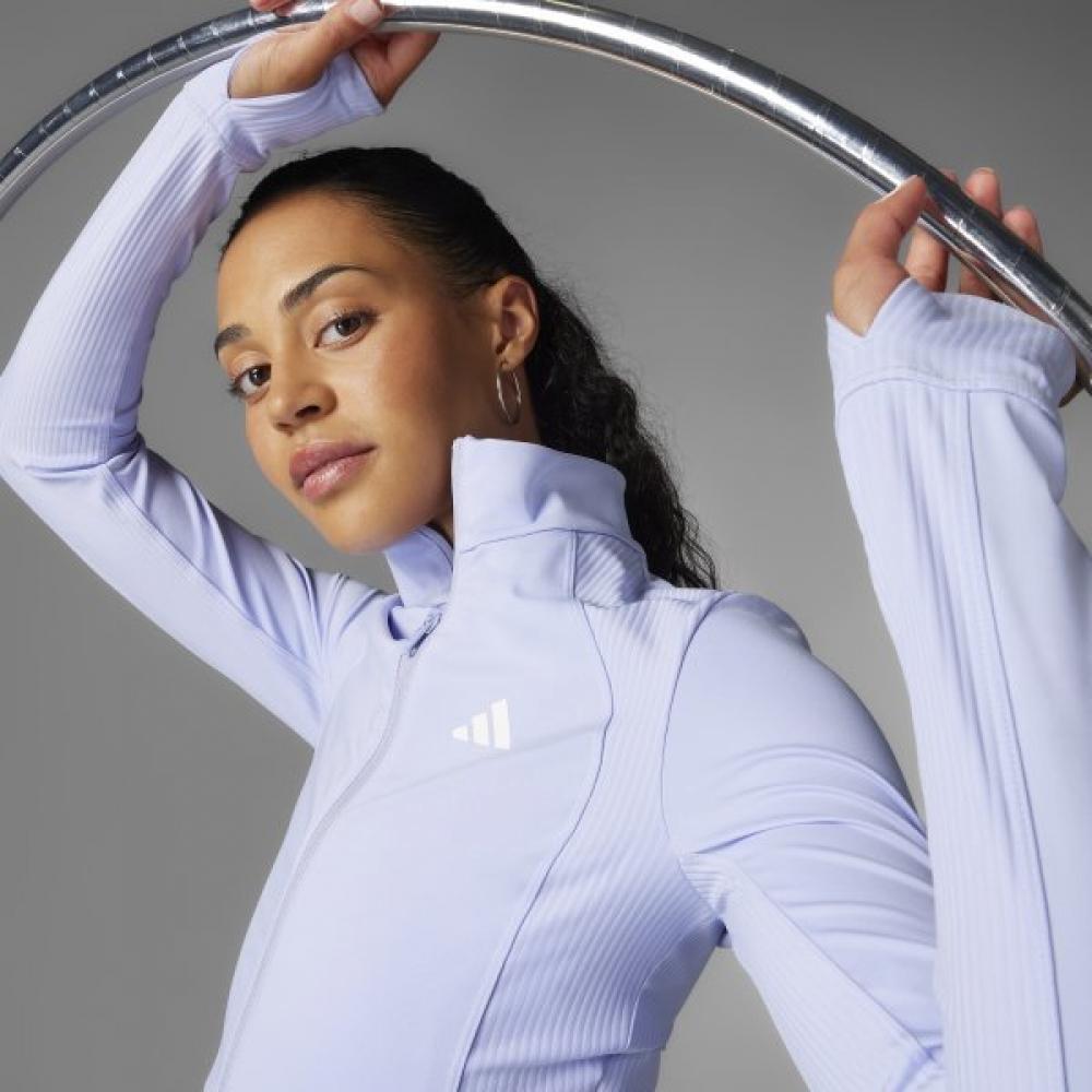 Adidas Женская блузка Hyperglam с застежкой-молнией и ребристым узором на молнии для тренировок
