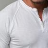 Мужская футболка-henley с длинным рукавом, однотонная, приталенная, повседневная