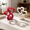 Desktop Ornament Intertwined Hearts Figurine, 3D Printed Love Statue, Table Sculpture Centerpiece for Living Room Wedding Romantic Gift
