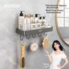 Ecocoyikeke Bathroom Storage Rack, Shower Room Toilet Organizer, No-Drill Kitchen And Bathroom Wall-Mounted Hanger, E2336 Gray 30cm