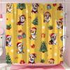 Funny Christmas Puppy Shower Curtain Christmas Tree Gift Bow Snowflake Polyester Fabric Shower Curtain Bathroom Decor With Hooks