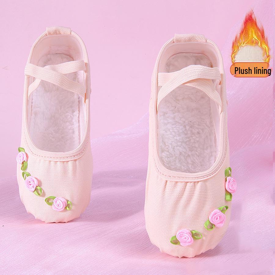 Зимние балетные туфли-лапки кошки с бархатной подкладкой для детей - Уютная танцевальная обувь