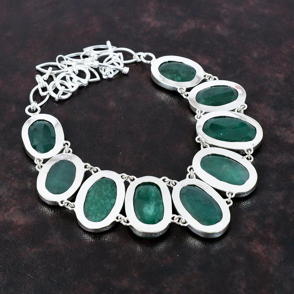 Ожерелье с граненым замбийским изумрудом, ювелирные изделия из драгоценных камней, ожерелье из стерлингового серебра 925 пробы, регулируемая цепочка, ожерелье, подарок для жены, ювелирные изделия ручной работы в стиле бохо