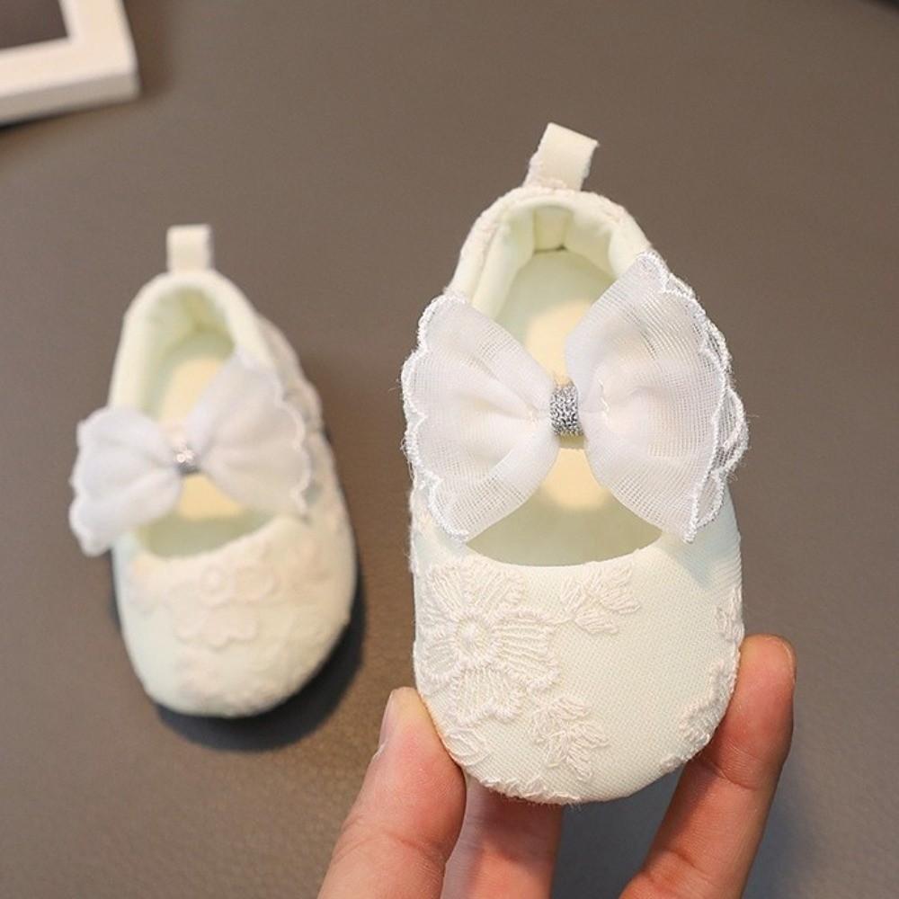 White Color Princess Shoes Non-Slip Sole Rubber Sole Shoes New Toddler Shoes for 0-15 Month