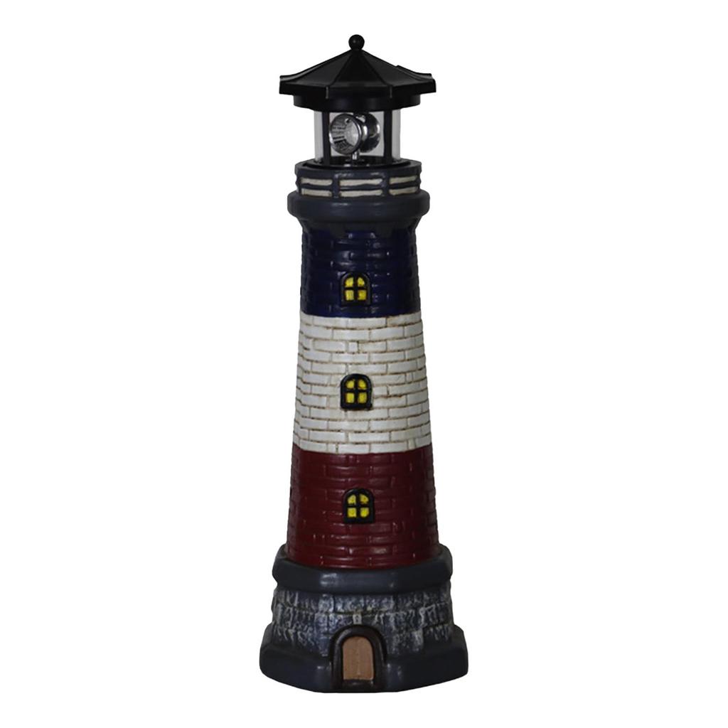 Garden Solar Lighthouse Statue Lamp Windproof Waterproof Outdoor Decoration 14.7inch Tall for Lawns, Fake Rocks Multipurpose