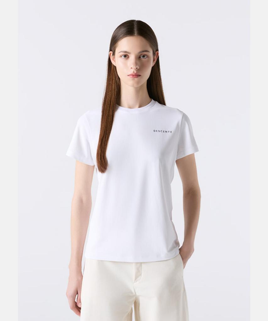 DESCENTE Label Lock Wording Graphic Short Sleeve T-Shirt White Sr223Uts47 (A Type)