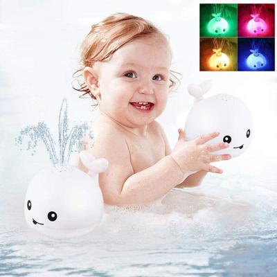 Игрушка для ванны Кит Брызгалка для малышей 1-3 лет Перезаряжаемая Водная струя Светящаяся Игрушки для детского душа для ванны бассейна Малыш Дети Подарки