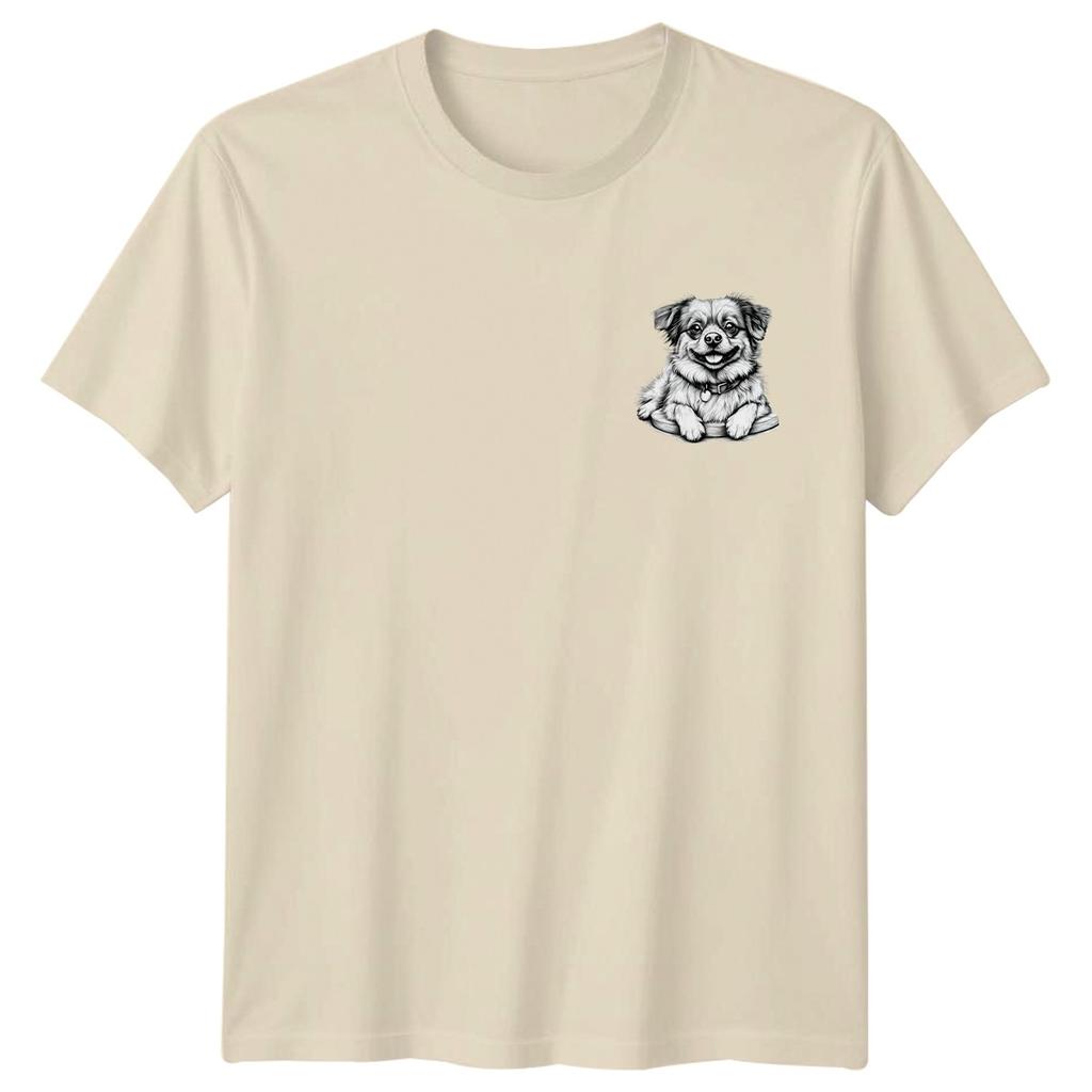 Happy Fluffy Dog Puppy Animals Dogs Unisexs TShirt Unisexs Tee Graphic Unisex