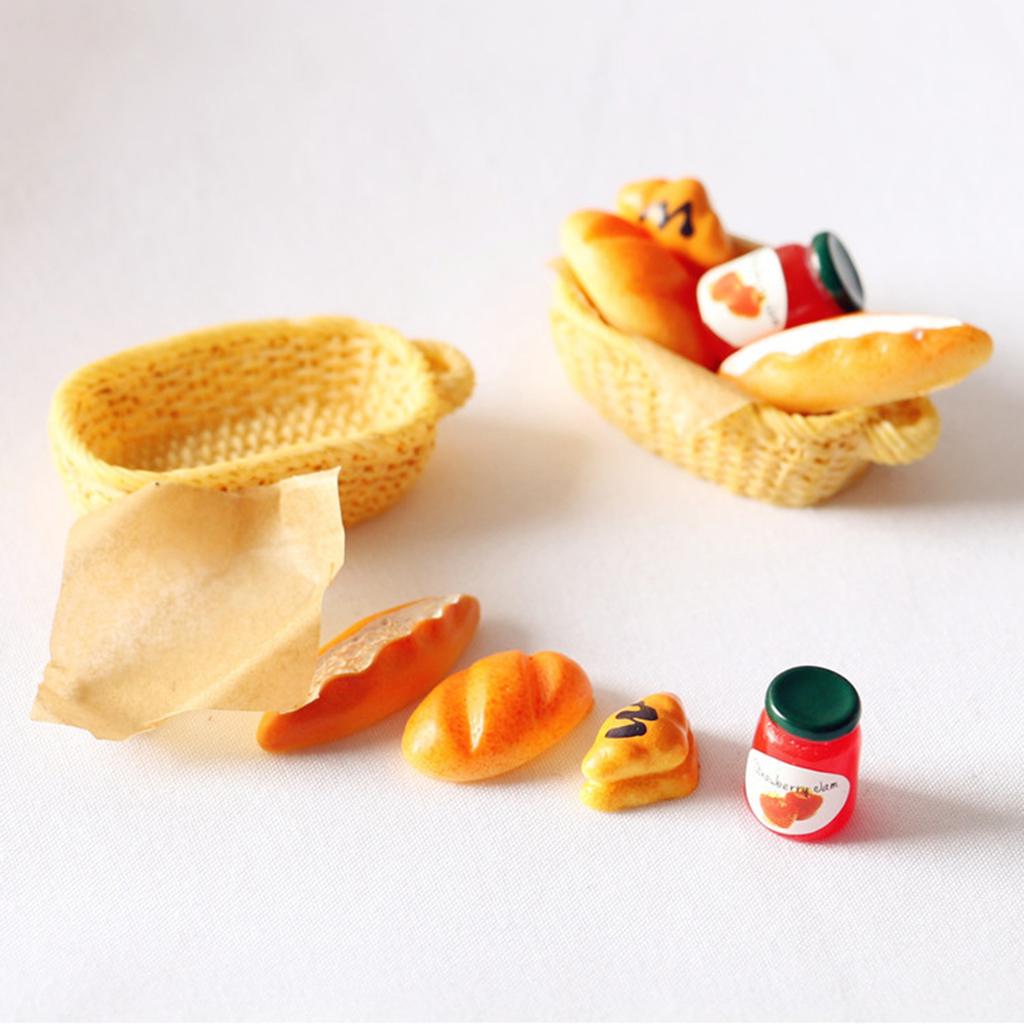 Miniature Jam Set Dollhouse Accessory Bread Food Mini Decoration