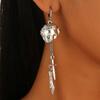 Gothic Punk Metal Retro Silver Color Earrings Sword Ghost Hand Pirate Skull Tassel Earrings Women's Halloween Accessories
