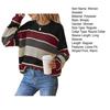 Women Sweater Round Neck Long Sleeve Knitted Tops Striped Print Loose Fit Soft Elastic Warm Winter Sweater