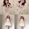 French Sweet Bowknot Sleeveless Dress With Knit Fabric For Summer Casual Wear