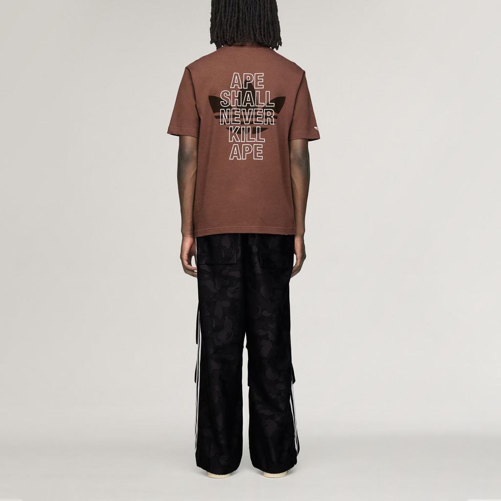 adidas X BAPE SSL Футболка Слои Земли Унисекс Топы Коричневый KF4915