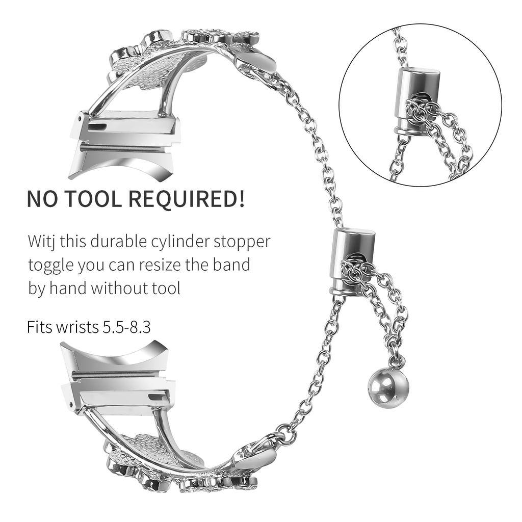 Metal Band with Connector For Samsung Galaxy Watch7 44/40mm Classic Heart Clover Decor Watch Strap