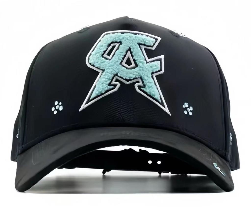 High Quality 5-Panel Curved Brim Baseball Cap with Rhinestone Embellishments Terry Fabric Dobby Style-Sporty Unisex Adult Hat
