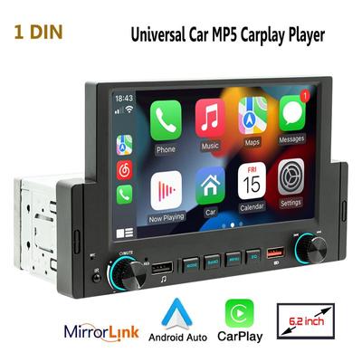 Автомобильный радиоприемник 1 Din 6,2-дюймовый экран Авто Стерео Android Auto Carplay MP5 Мультимедийный плеер Автомобильный Bluetooth Радио MirrorLink