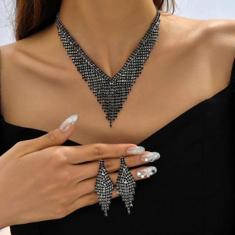 BLINGBAY комплект женских украшений, милые свадебные аксессуары, медные стразы, великолепный элегантный комплект ожерелья и серег, женский современный подарок на день рождения