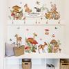 Cartoon Elk Deer Fox Mushroom Butterfly Wall Stickers for Kids Room Mural Art Decal Bedroom Deocration Animal Wallpaper