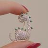 Cute Cartoon Dinosaur Brooches For Women Luxury Yellow Gold Color Animal Party Office Brooch Pin Gifts
