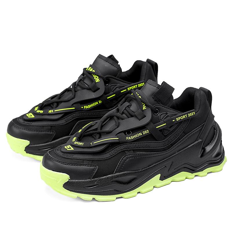 Новые толстые подошвы повышают индивидуальность модной обуви для мужчин, студентов, спортивных нескользящих кроссовок с амортизацией для подростков