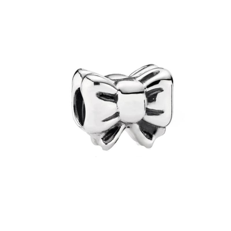 Sparking Diamond Heart Charm Beads Silver Bracelet Necklace DIY Jewelry Gift for Women