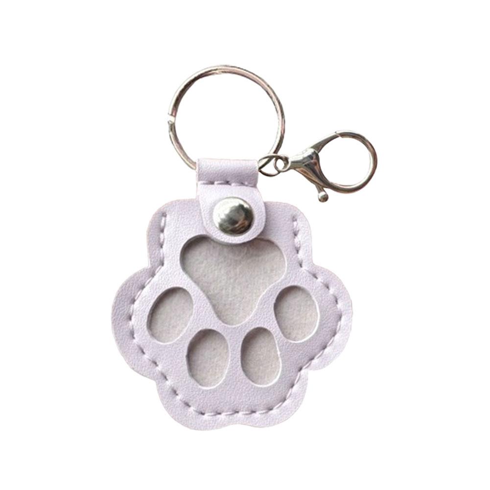 Cute Cat Claw Hair Keychain Creative Puppy Pet Hair Storage Bag Keyring PU Leather Dogs Paw Pendant Hanging Accessory