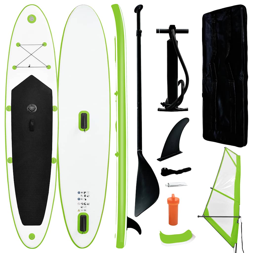 Inflatable SUP Board with Sail Set Green and White