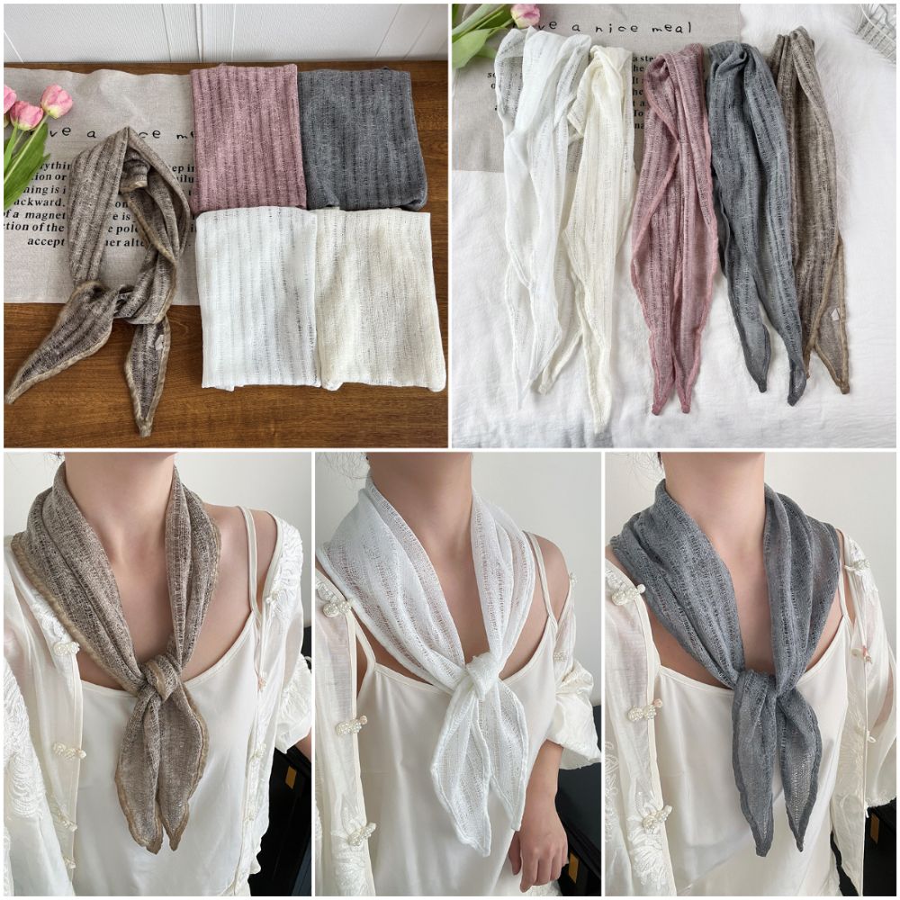 Hollowed-out Triangle Scarf Pure Color Neckerchief Trendy Neck Scarf  Photo Props