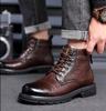 Роскошные качественные дизайнерские винтажные кожаные мужские зимние ботинки, деловые мужские ботинки из микрофибры, кожаные ботинки для мотоциклистов на шнуровке