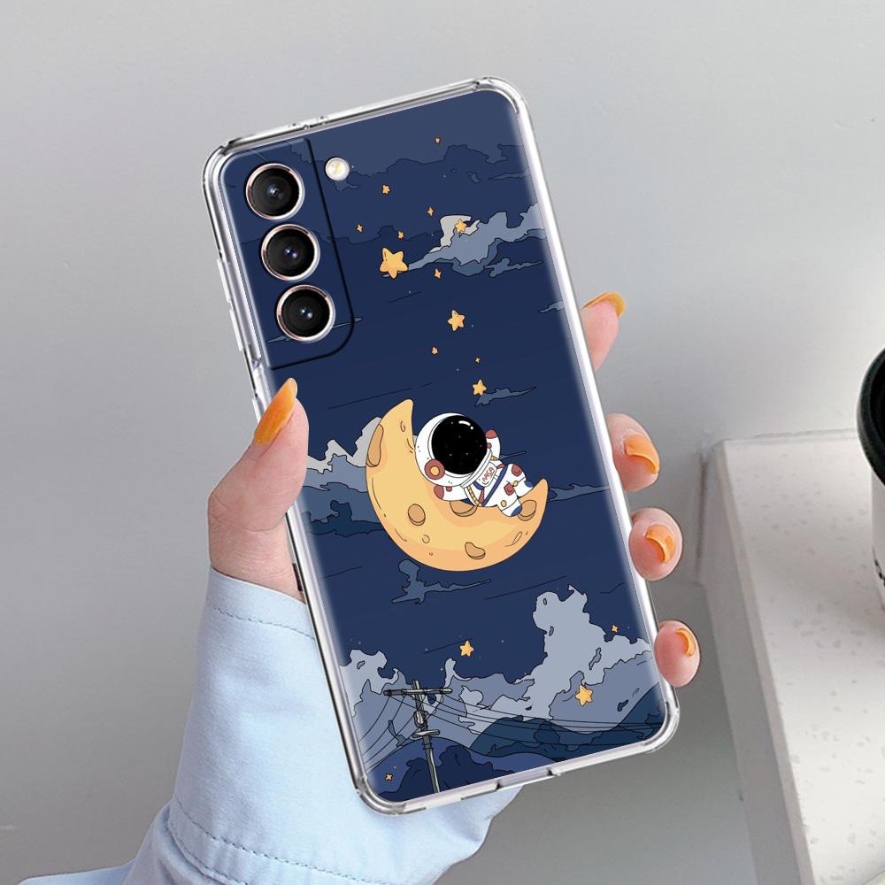 Чехол для телефона Samsung Galaxy S26 S25 S24 S23 S22 Ultra S20 S21 FE 5G Plus Мягкий прозрачный чехол Космонавт Мультяшный