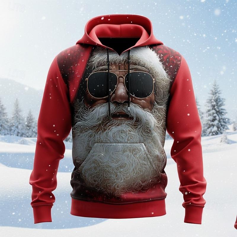 Christmas Men's Santa Claus Hoodie Sweatshirt Fashion Daily Casual Crew Neck Hooded Party Gift Drawstring Fall Winter Designer