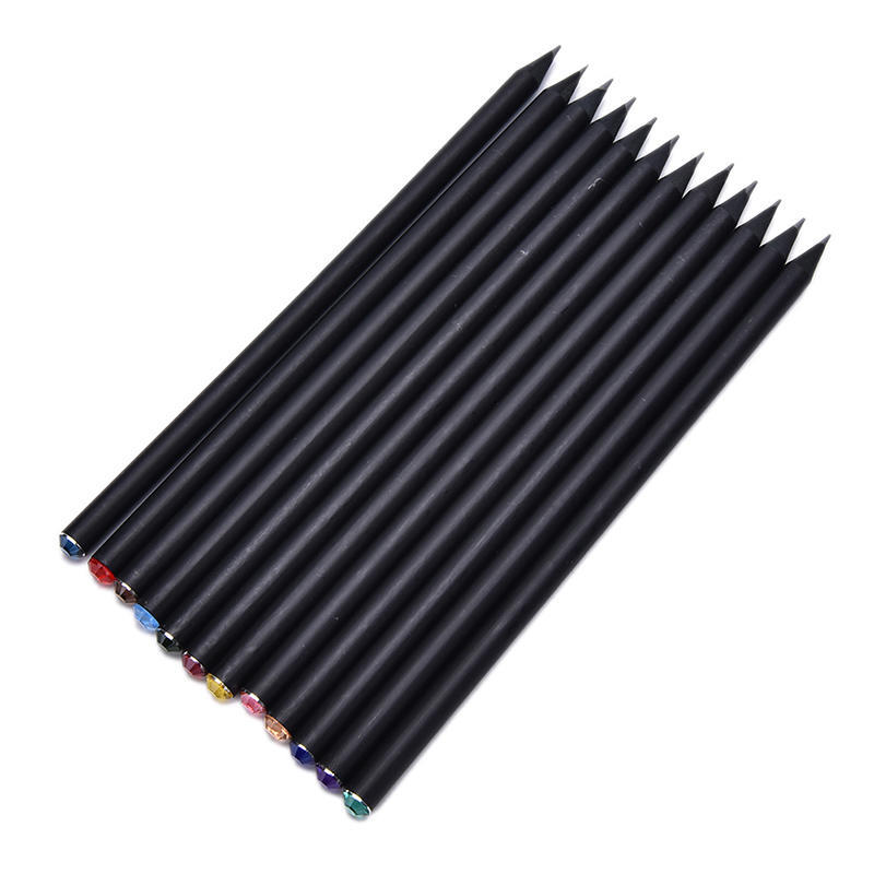 2 шт. черный карандаш HB с цветным бриллиантом, школьный карандаш для рисования и письма,